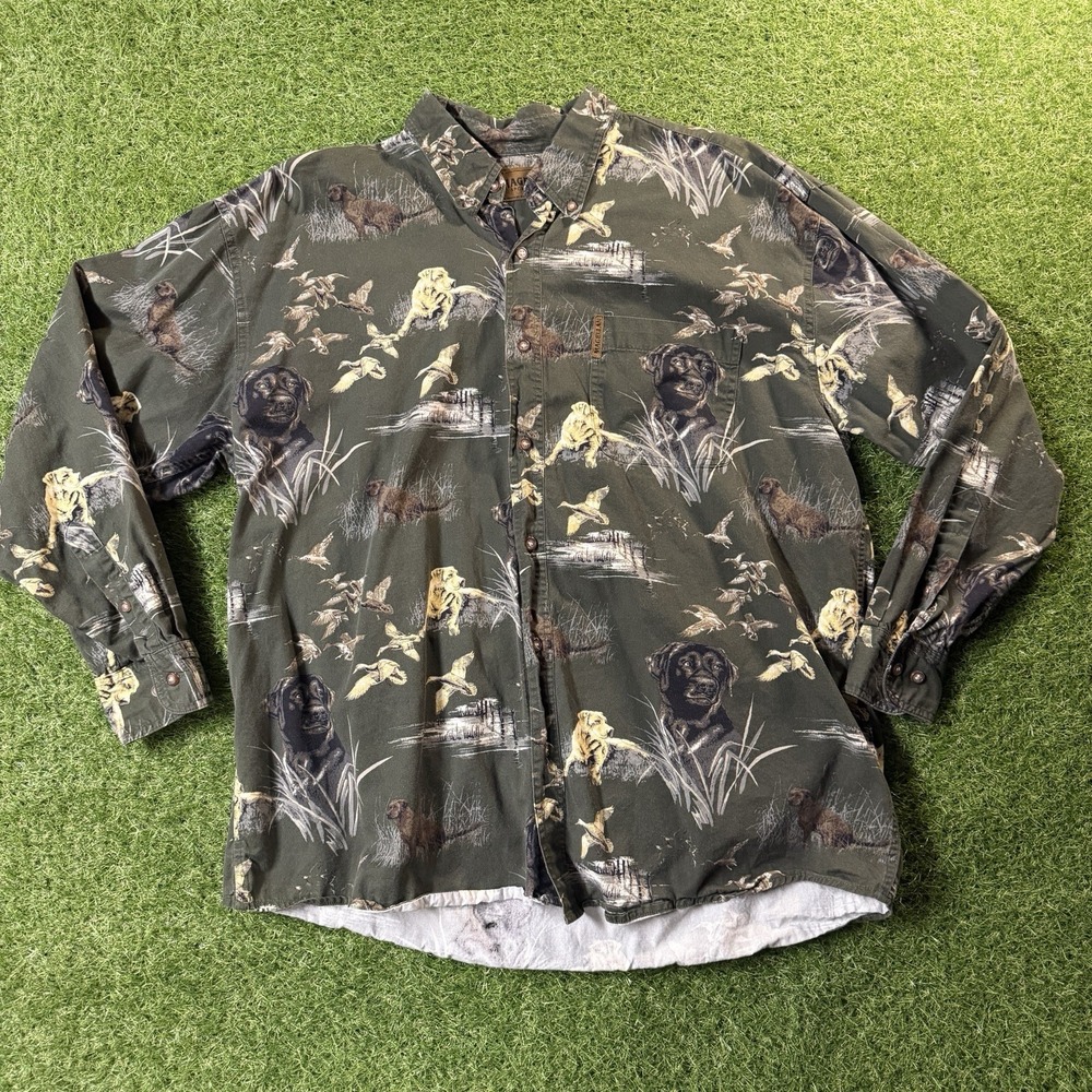MAGELLAN Sportswear Shirt Mens XL Duck Dog Hunting Print 100% Cotton Outdoor